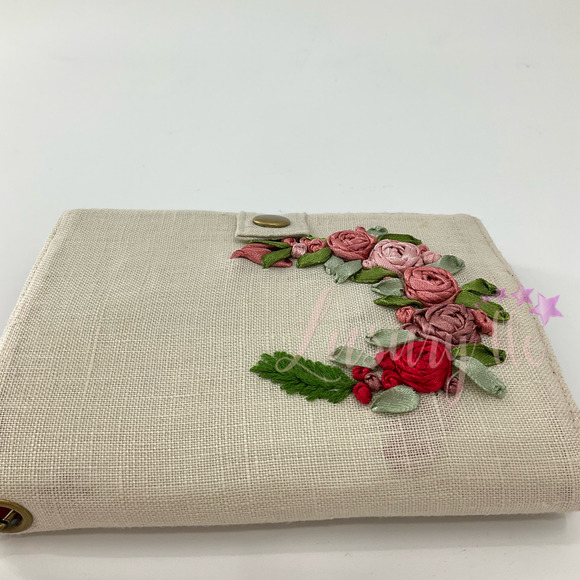 Tiny Rose Embroidery Passport Wallet & Silk Mask, Wedding Gift, Versatile - Picture 6 of 15